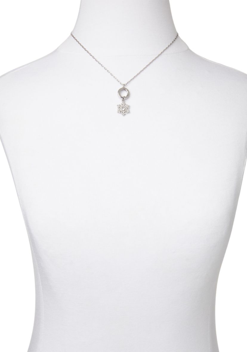 Silver Tone 16" Blue Winter Charm Pendant Necklace