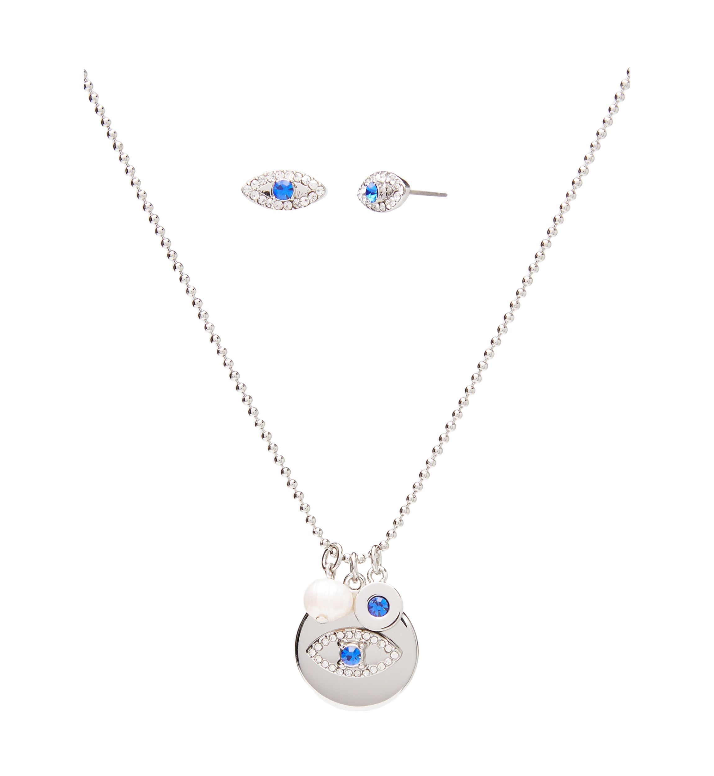 Evil Eye Earring and Pendant Necklace Set