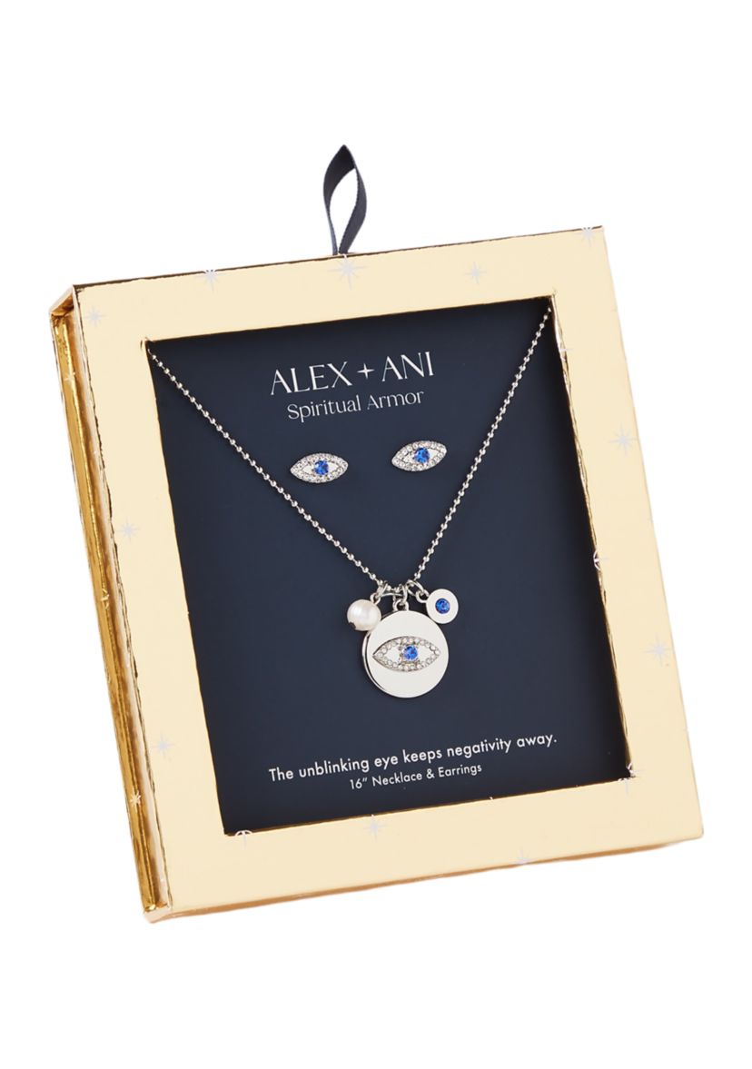 Evil Eye Earring and Pendant Necklace Set
