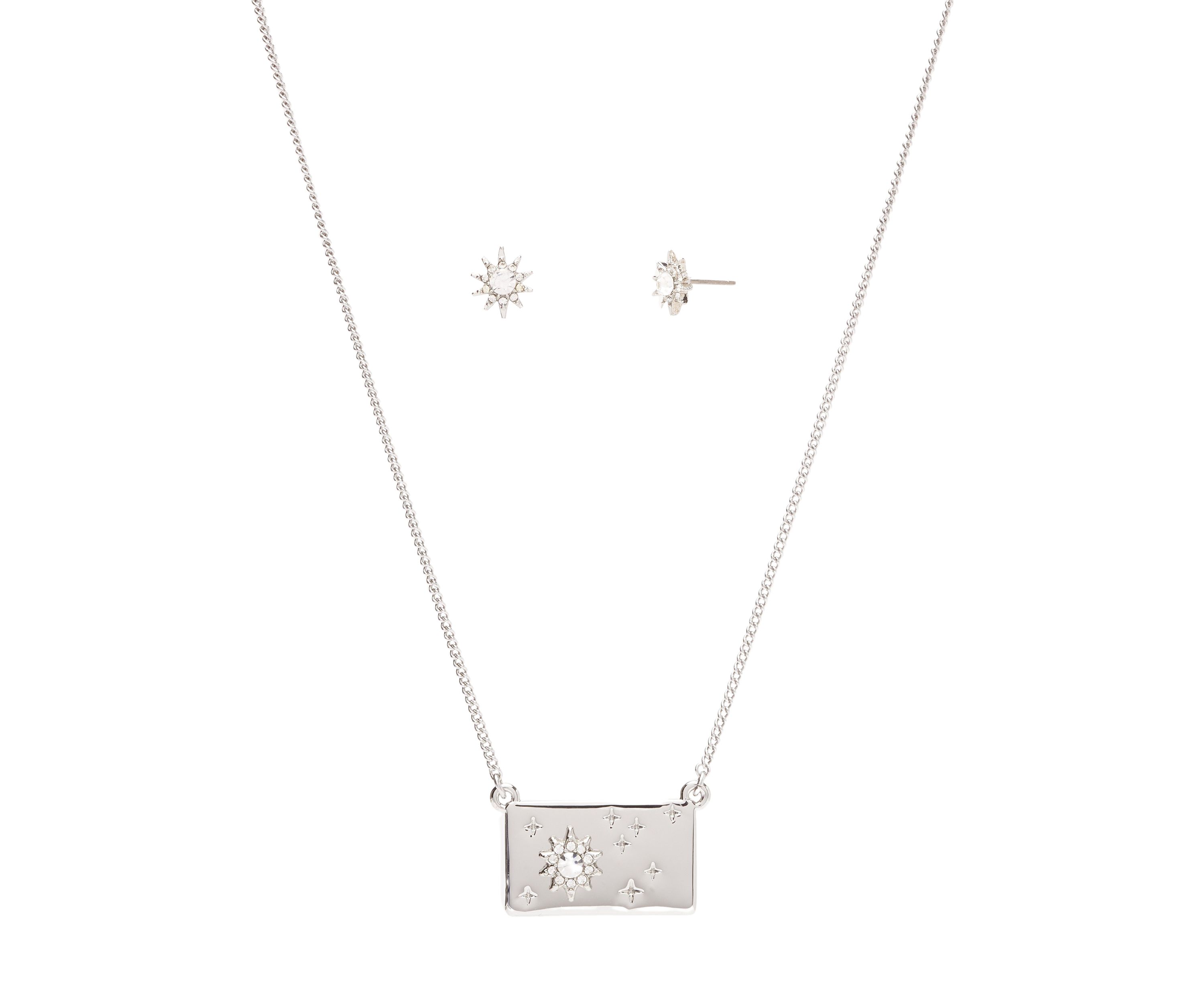 Silver Tone Necklace and Earring Set 