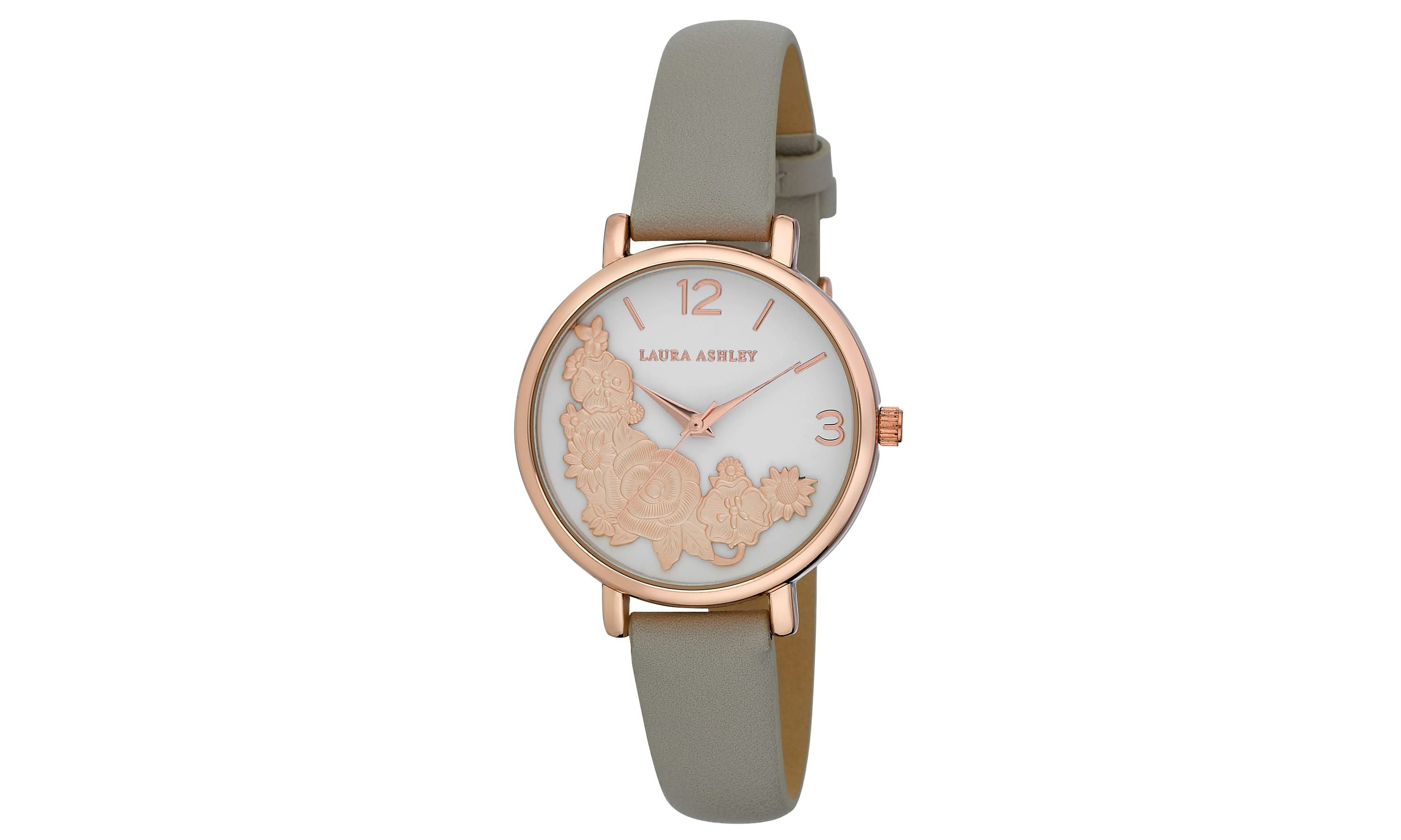 Gold Round Floral Bounty Strap Watch
