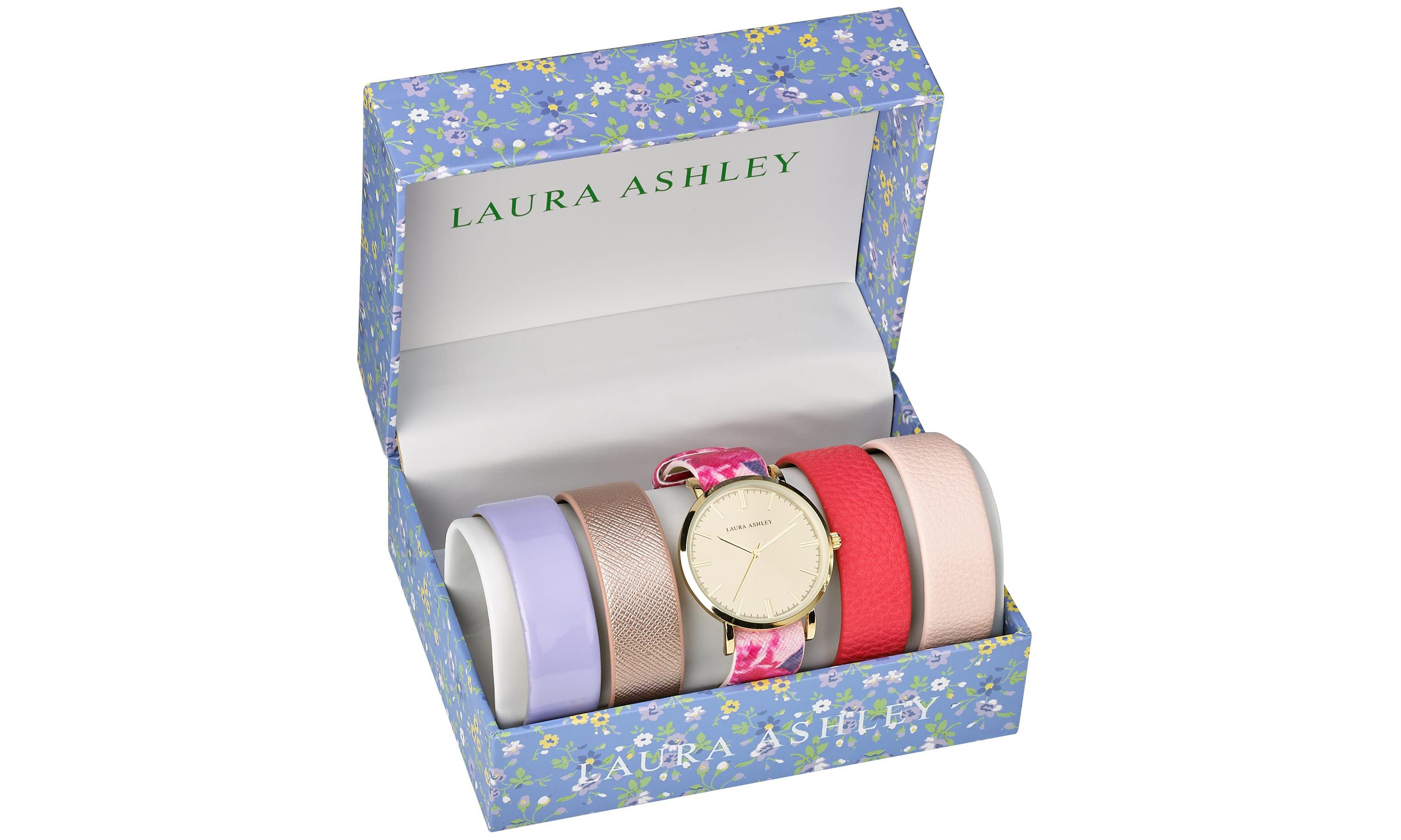 Floral Watch Set With 4 Interchangeable Straps