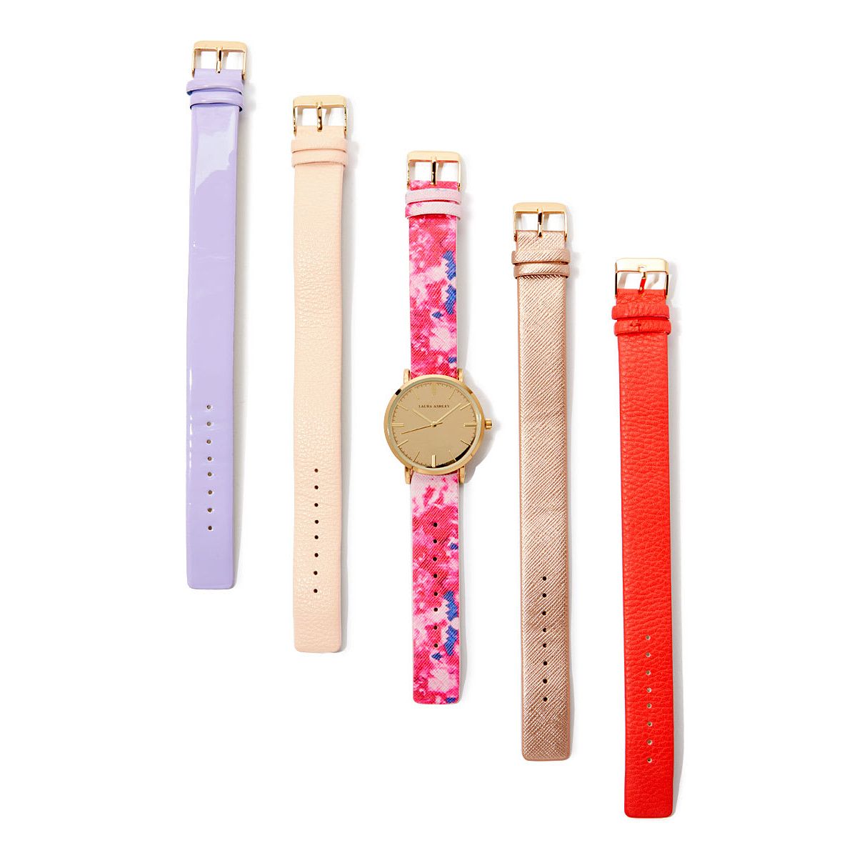 Floral Watch Set With 4 Interchangeable Straps