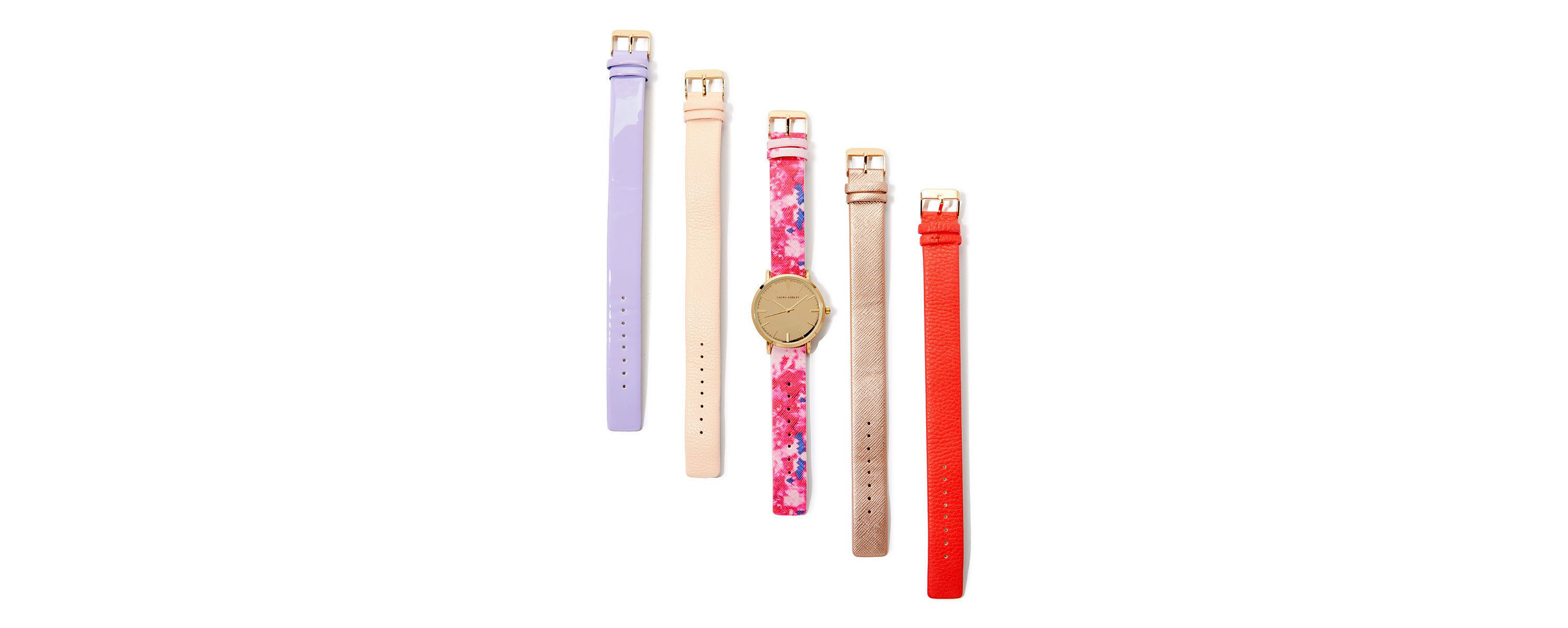 Floral Watch Set With 4 Interchangeable Straps