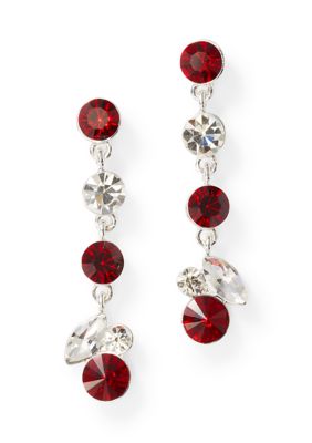 evie  emma Round Stone Linear Post Earrings Red