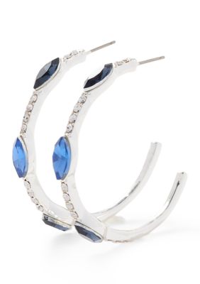 evie  emma Marquise Stone C Hoop Earrings Blue