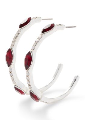 evie  emma Marquise Stone C Hoop Earrings Red