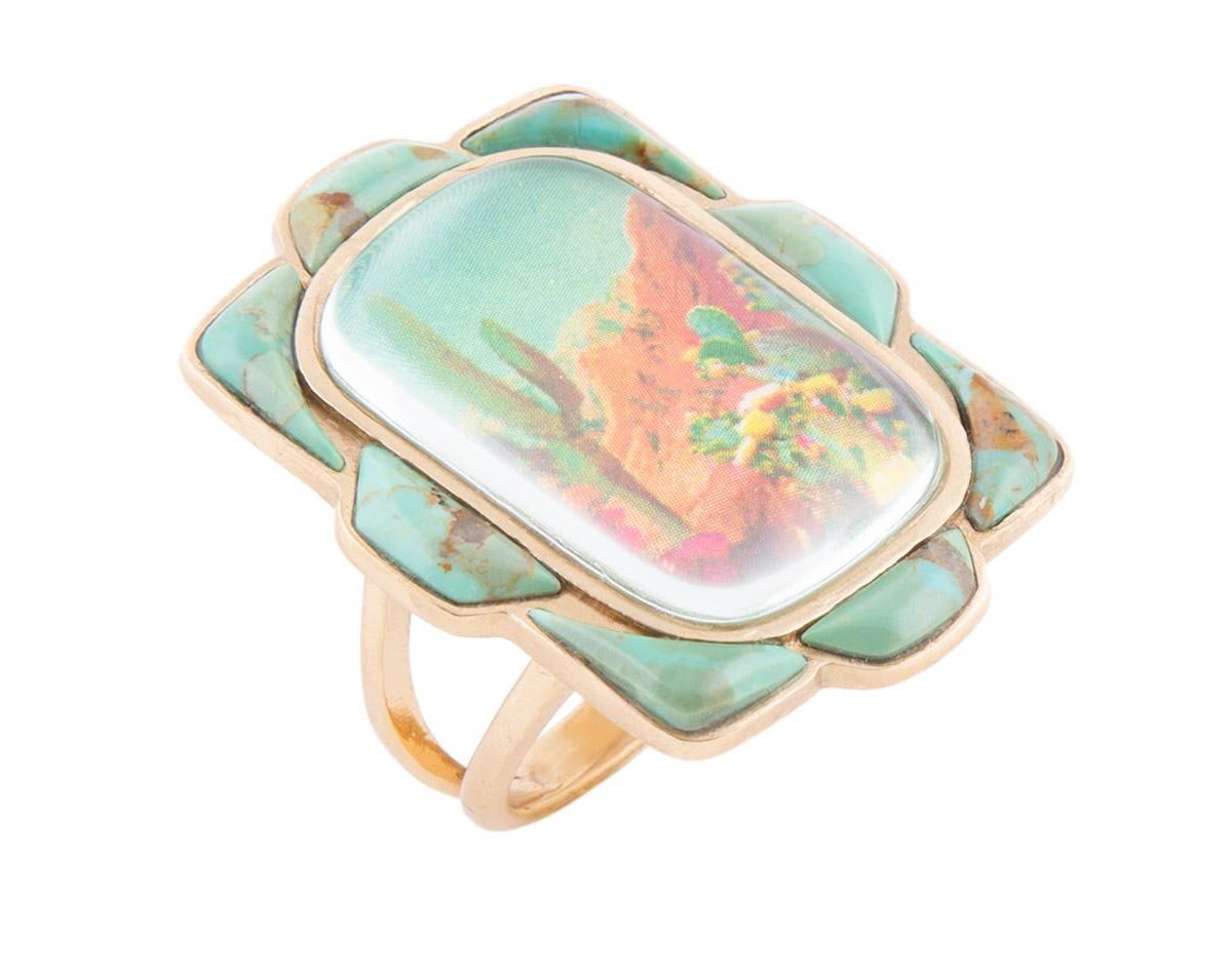 Scenic Desert Sedona Blue Turquoise Golden Ring