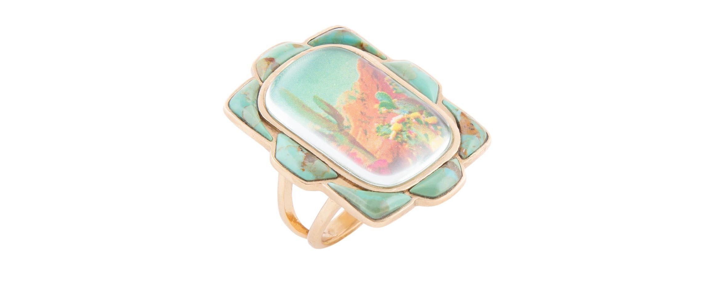 Scenic Desert Sedona Blue Turquoise Golden Ring