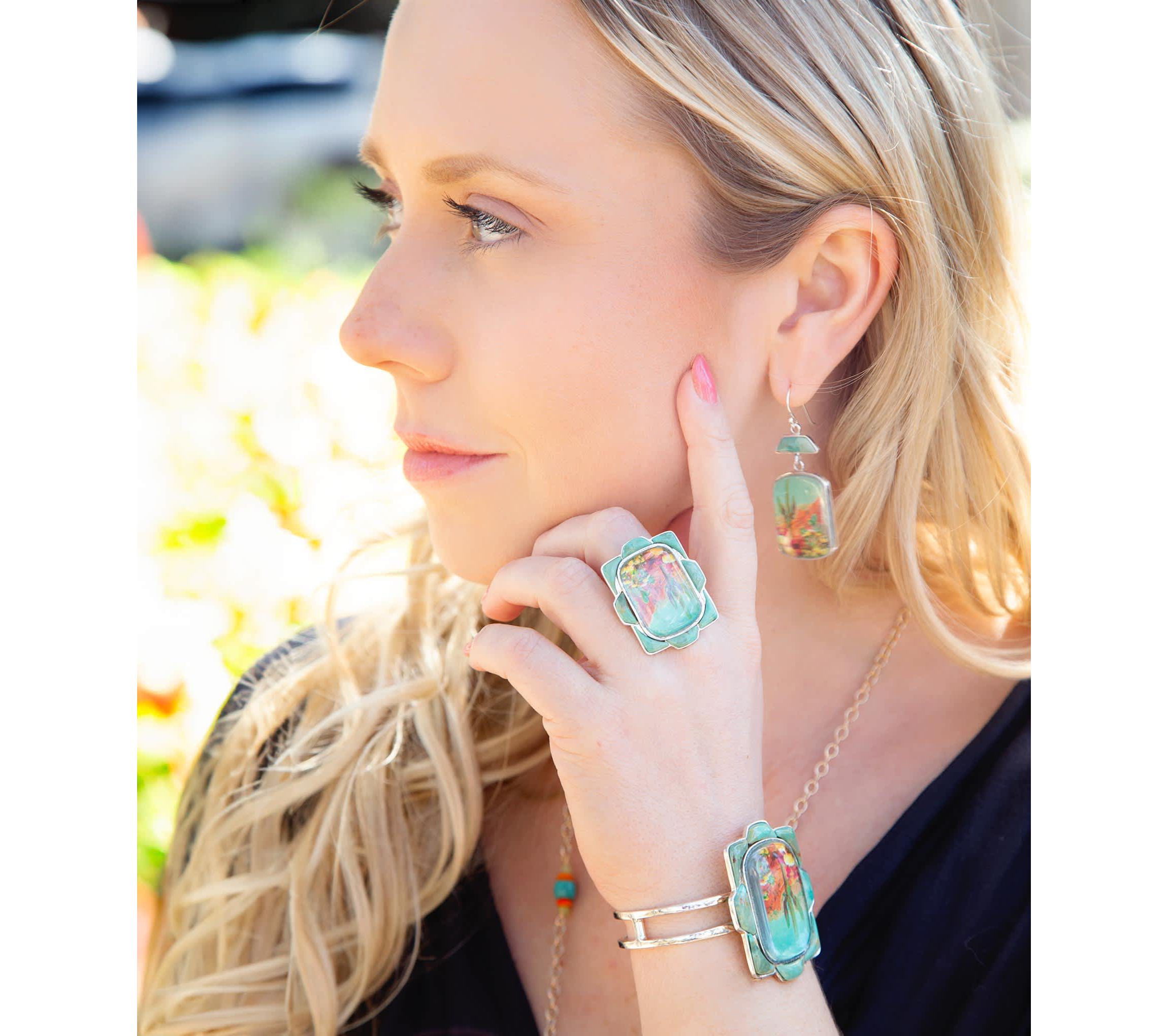 Scenic Desert Sedona Blue Turquoise Golden Ring