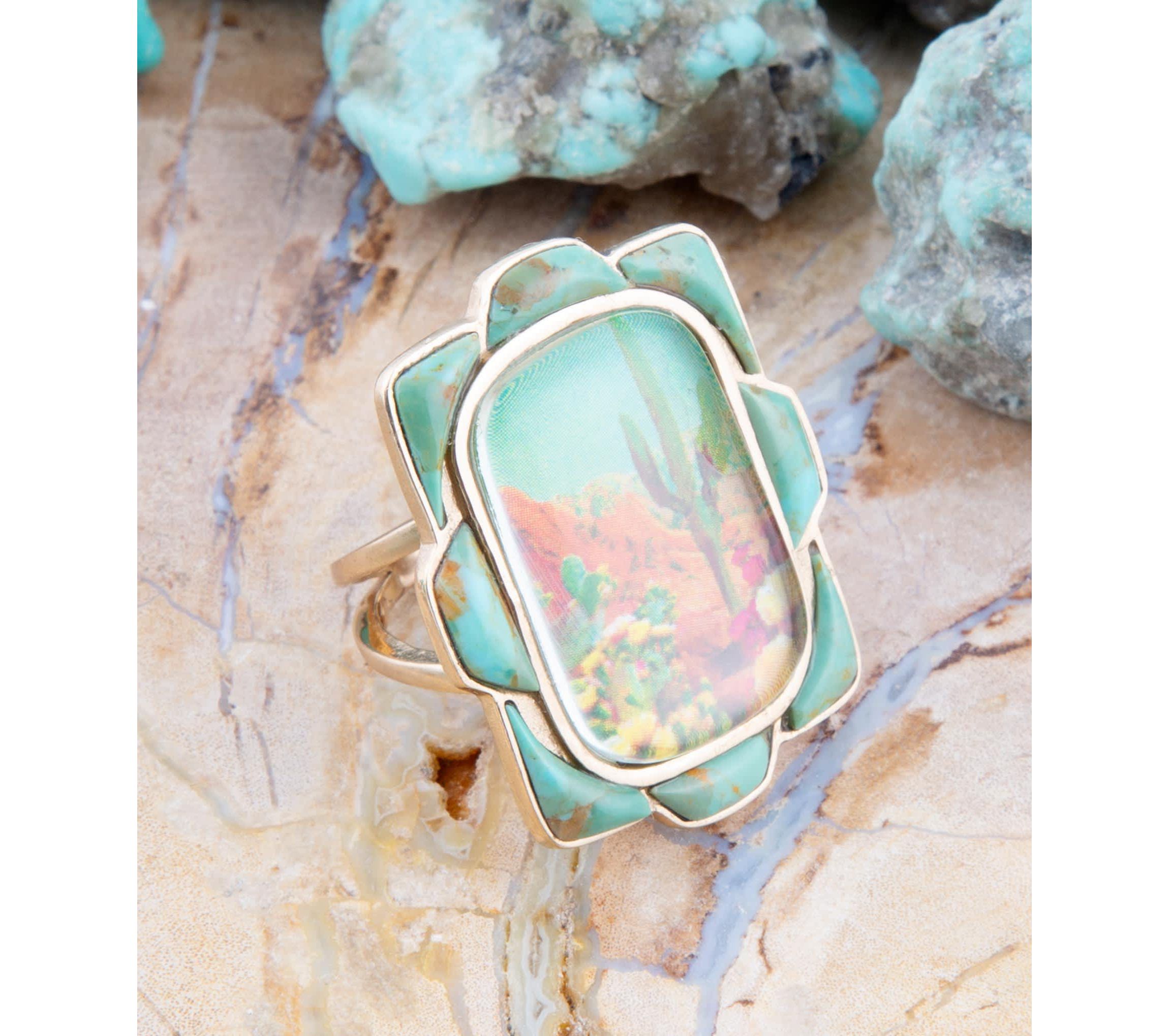 Scenic Desert Sedona Blue Turquoise Golden Ring