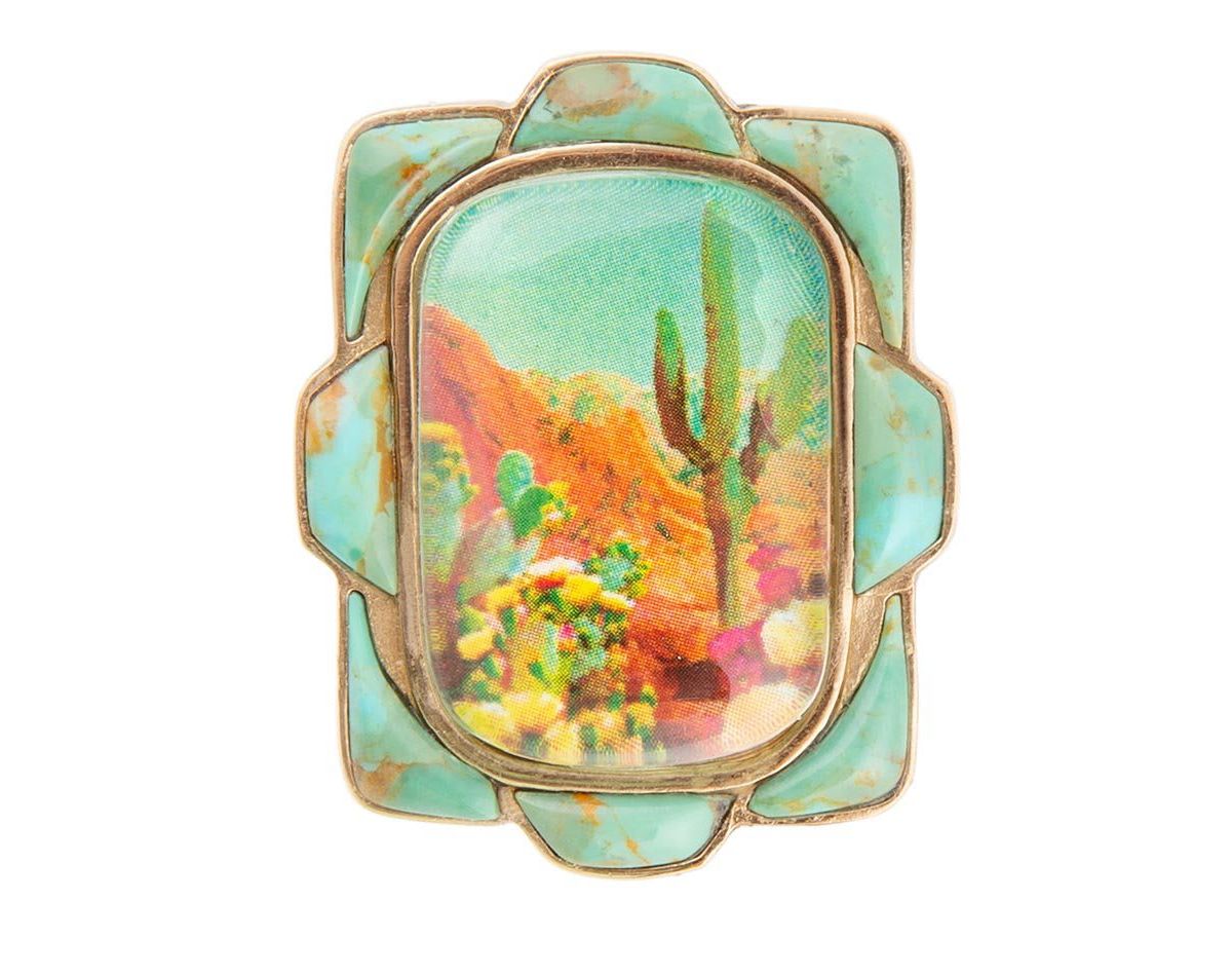 Scenic Desert Sedona Blue Turquoise Golden Ring