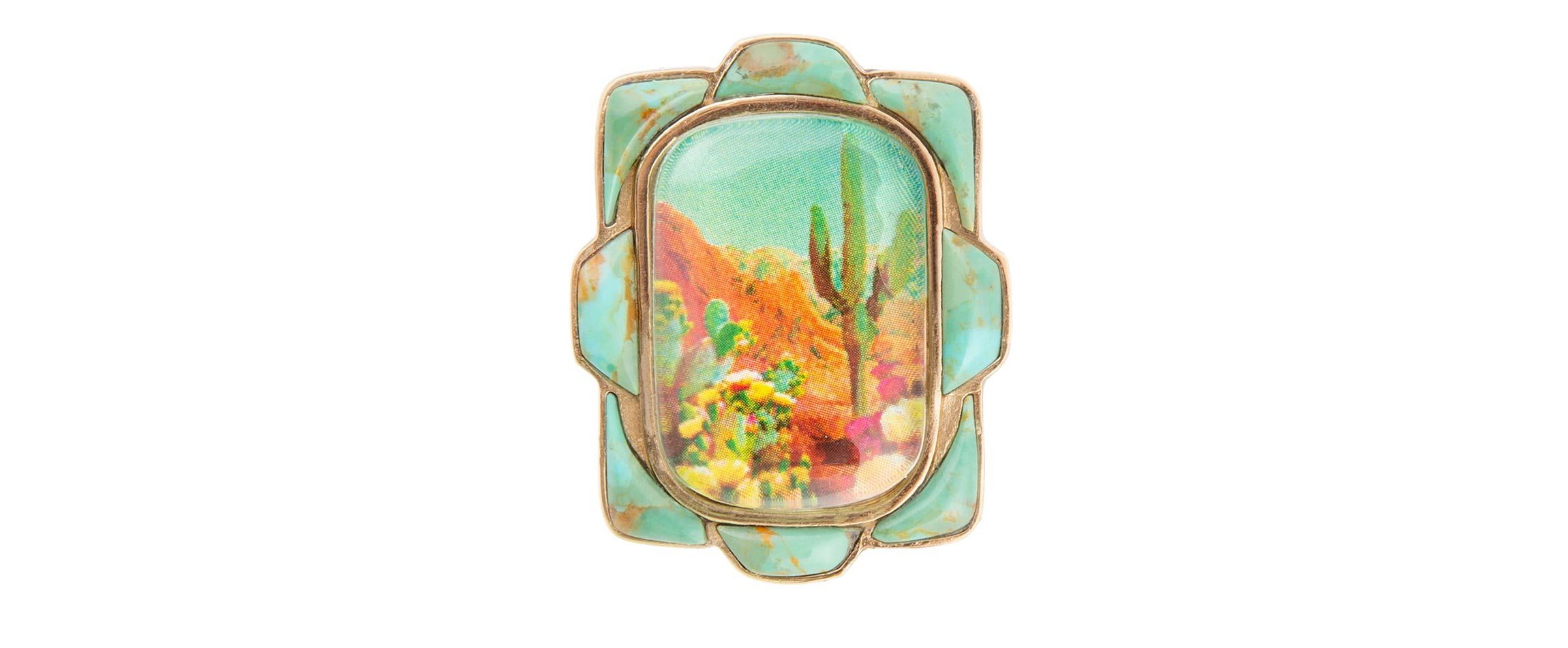 Scenic Desert Sedona Blue Turquoise Golden Ring