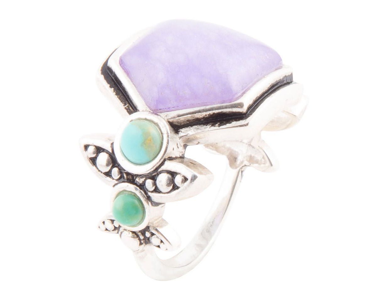 Emile Purple Quartz and Blue Turquoise Sterling Silver Ring