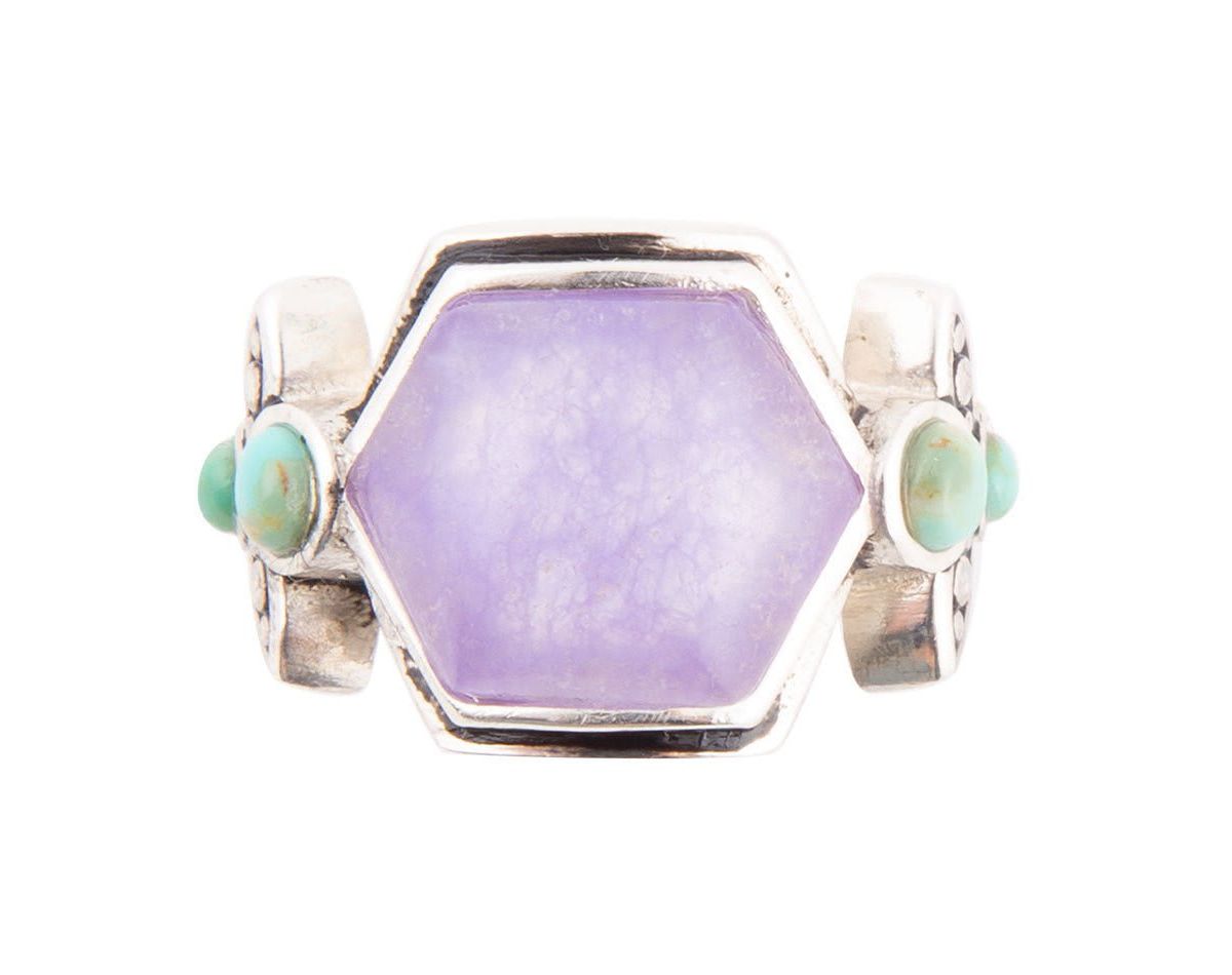 Emile Purple Quartz and Blue Turquoise Sterling Silver Ring