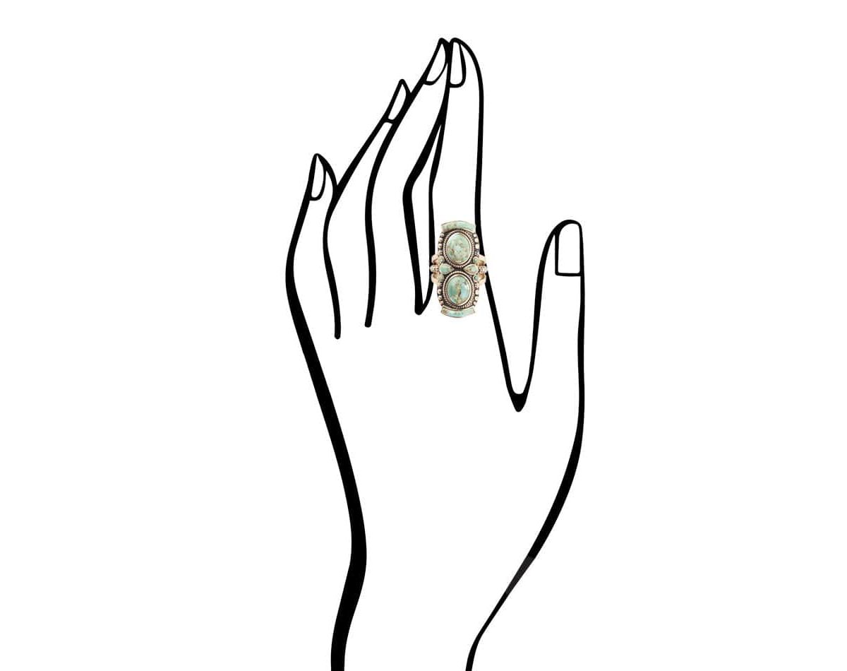 Double Up Blue Turquoise Golden Shield Ring