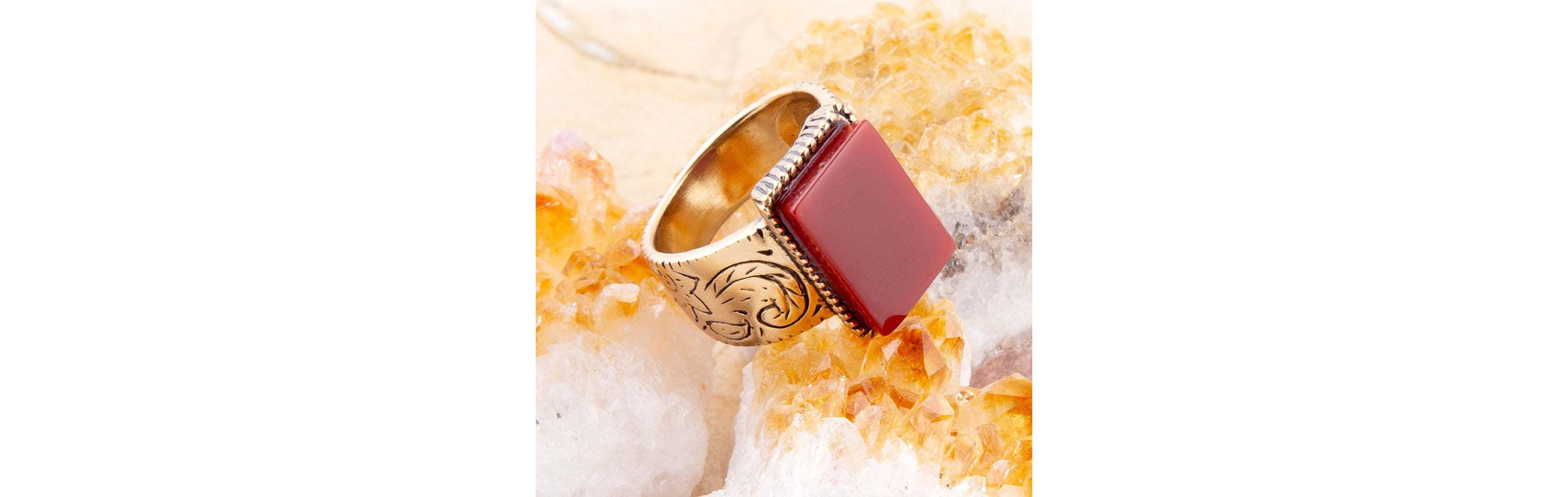 Barse Jewelry Stamped Orange Carnelian Golden Ring