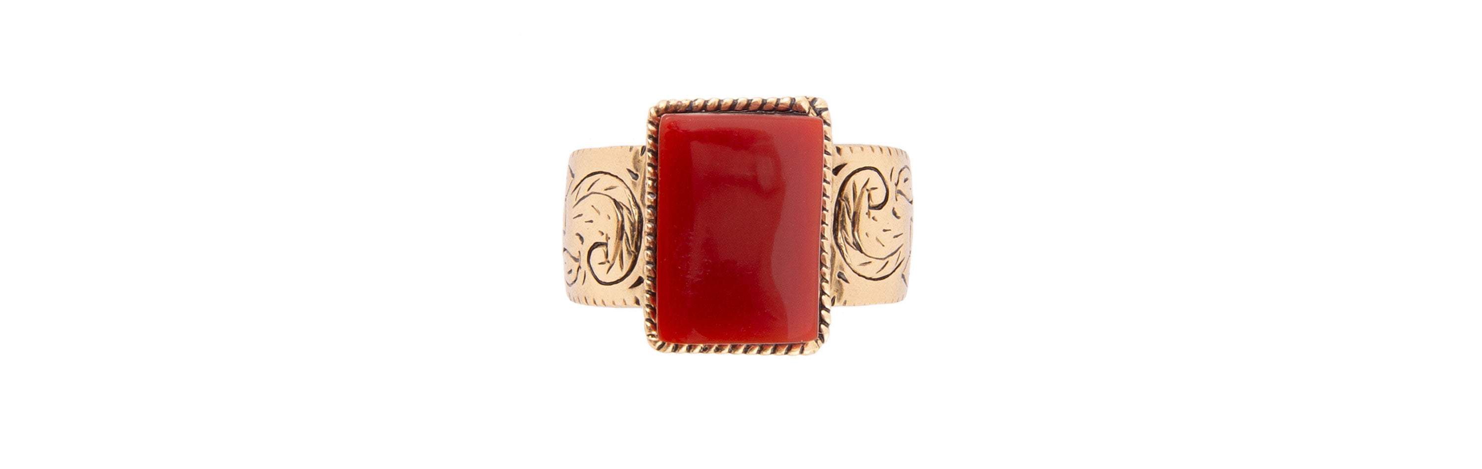 Barse Jewelry Stamped Orange Carnelian Golden Ring