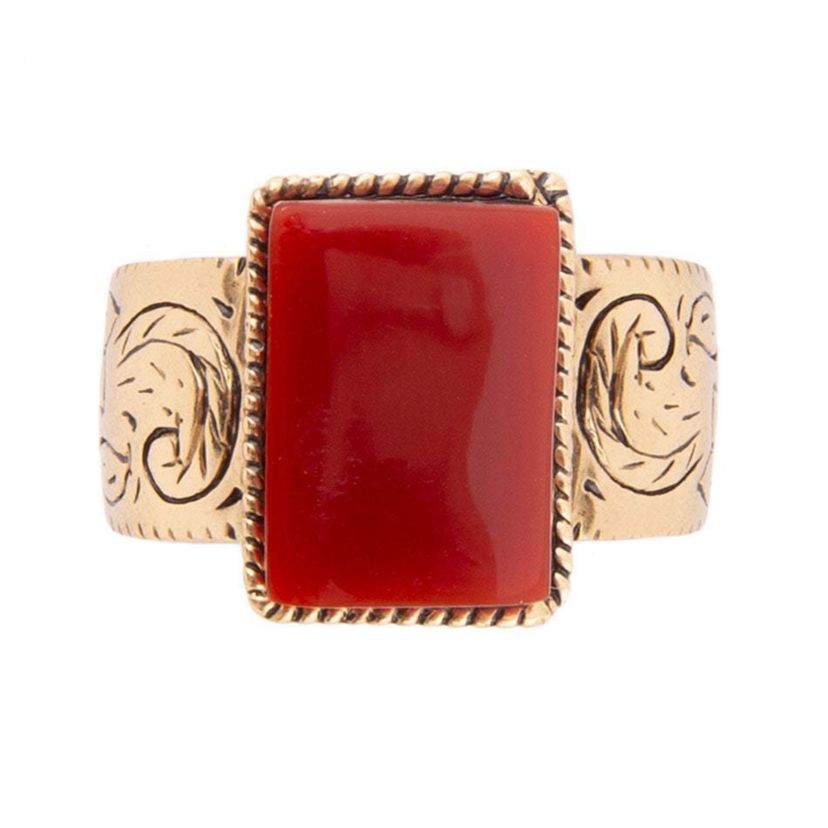 Barse Jewelry Stamped Orange Carnelian Golden Ring