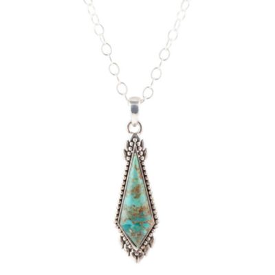 Barse Jewelry Anemone Long Diamond Blue Turquoise and Silver Necklace