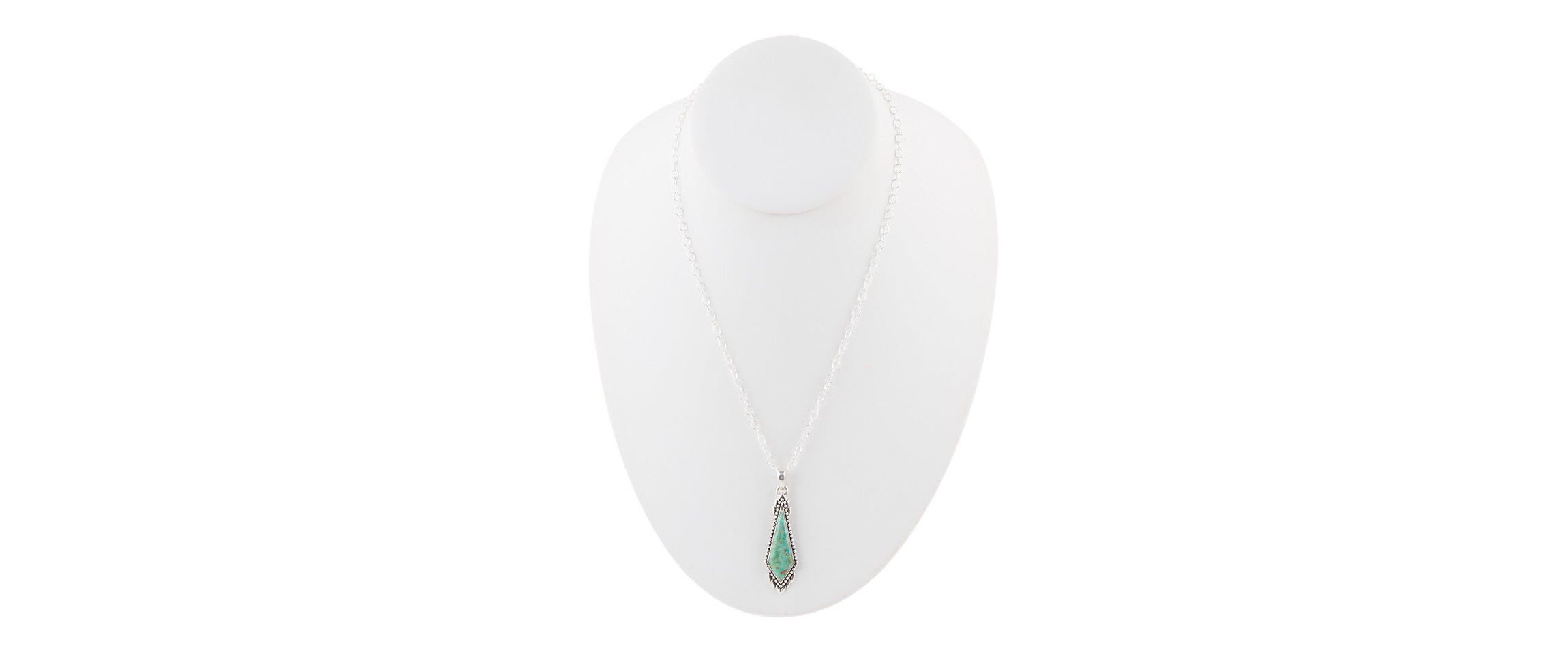 Anemone Long Diamond Turquoise and Sterling Silver Necklace