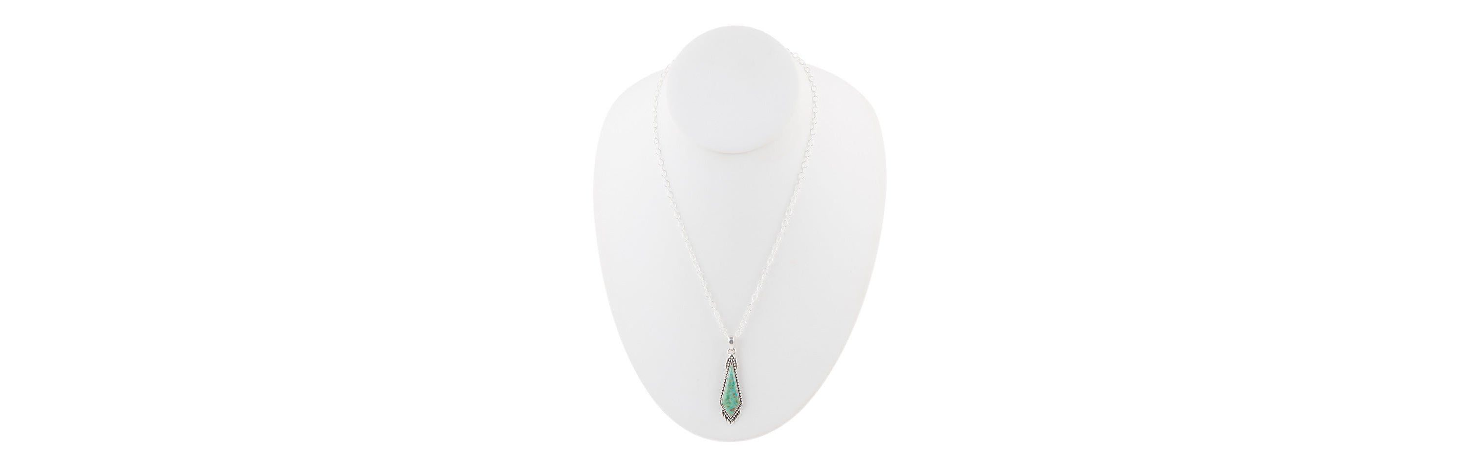 Anemone Long Diamond Turquoise and Sterling Silver Necklace