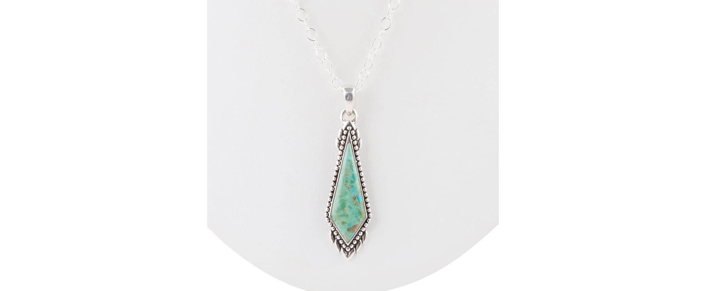 Anemone Long Diamond Turquoise and Sterling Silver Necklace