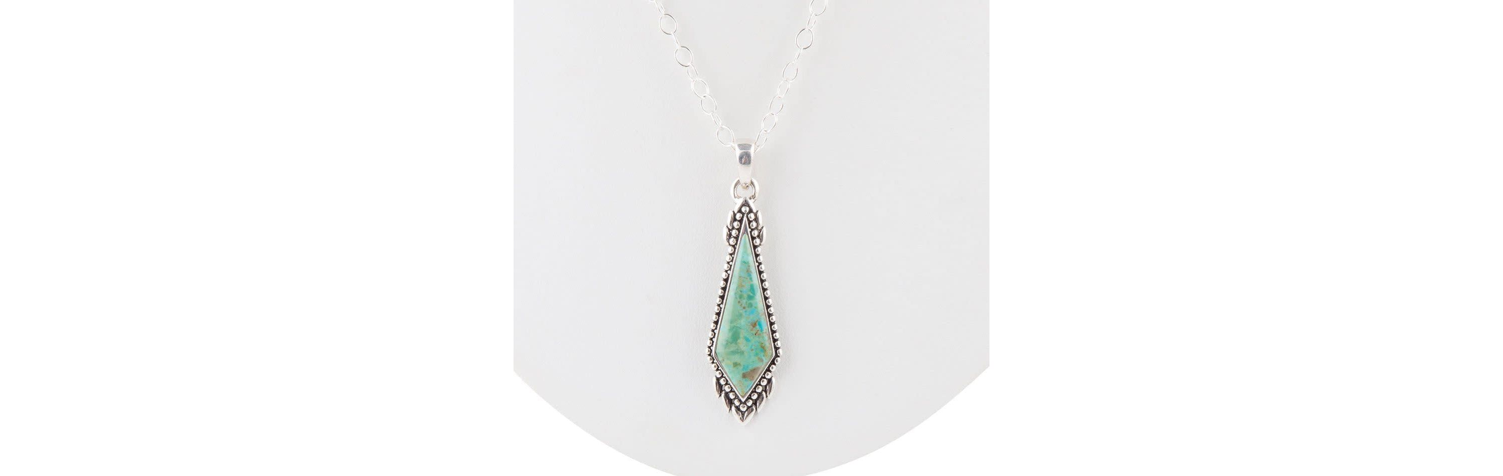 Anemone Long Diamond Turquoise and Sterling Silver Necklace