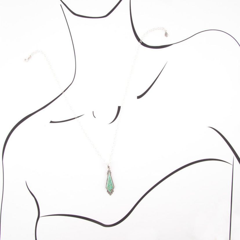 Anemone Long Diamond Turquoise and Sterling Silver Necklace