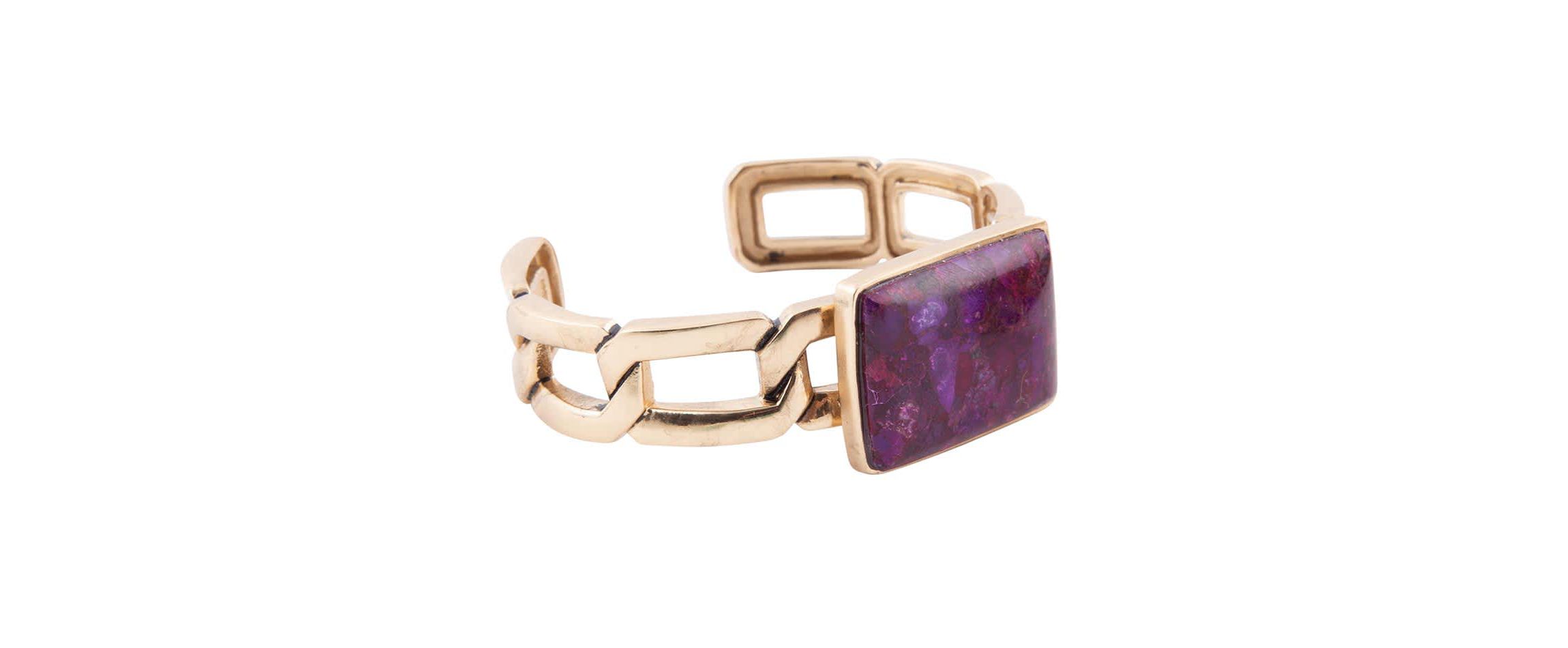 Purple Turquoise Golden Cuff Bracelet
