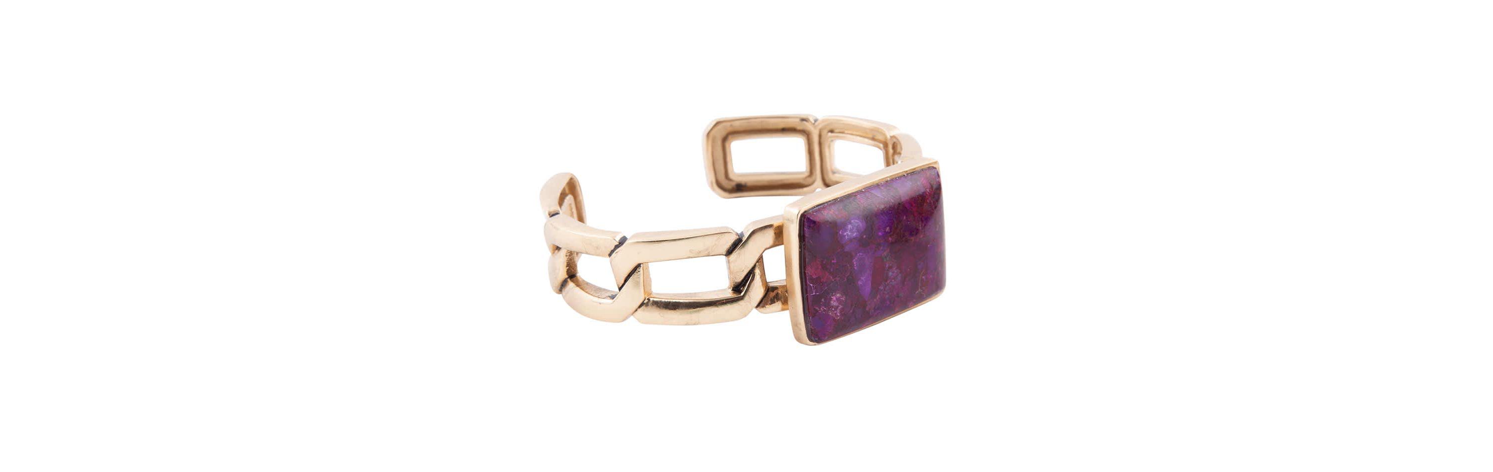Purple Turquoise Golden Cuff Bracelet