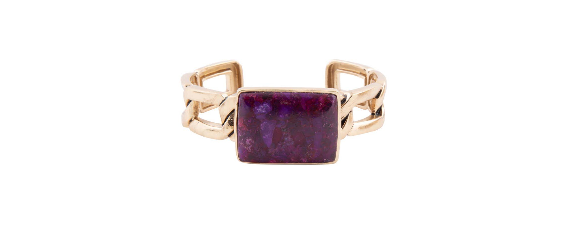 Purple Turquoise Golden Cuff Bracelet