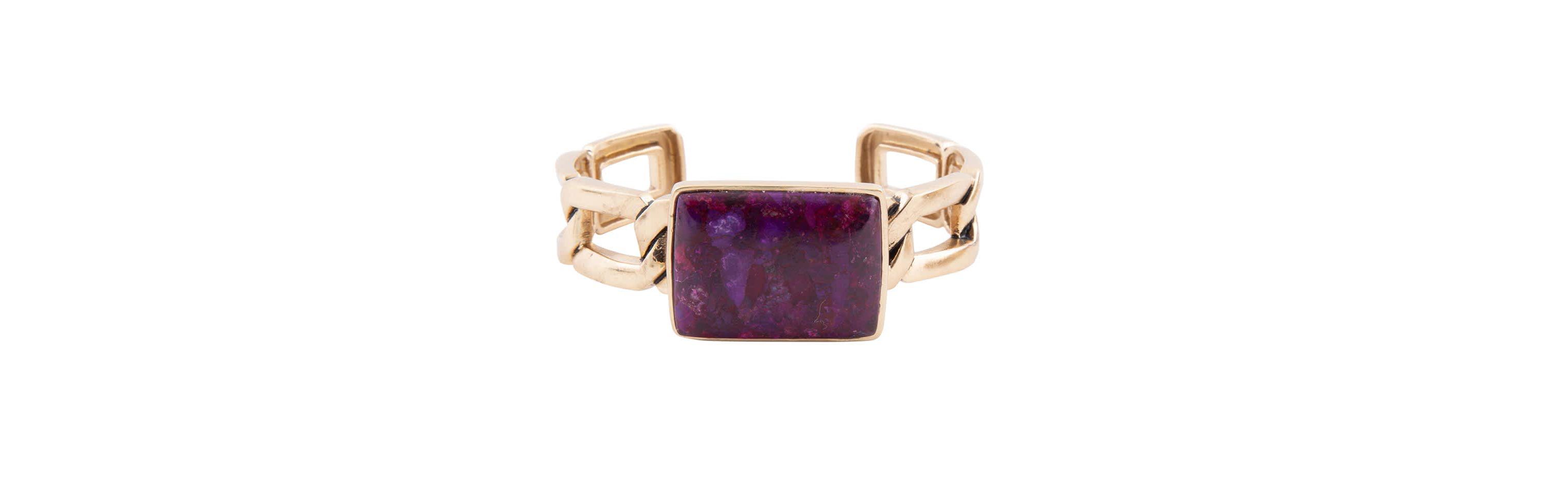 Purple Turquoise Golden Cuff Bracelet