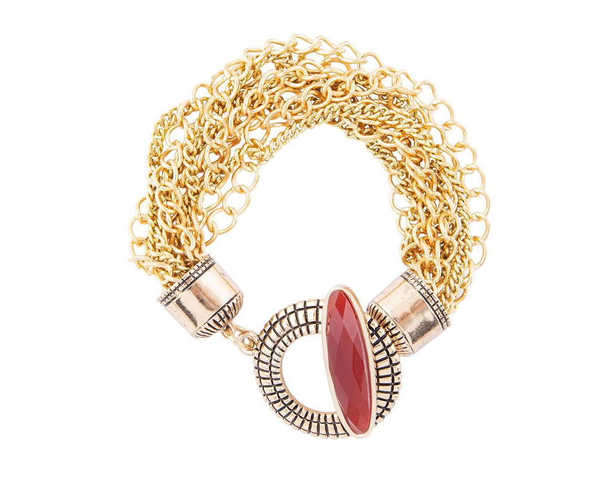 Barse Jewelry Orange Carnelian Golden Chain Bracelet
