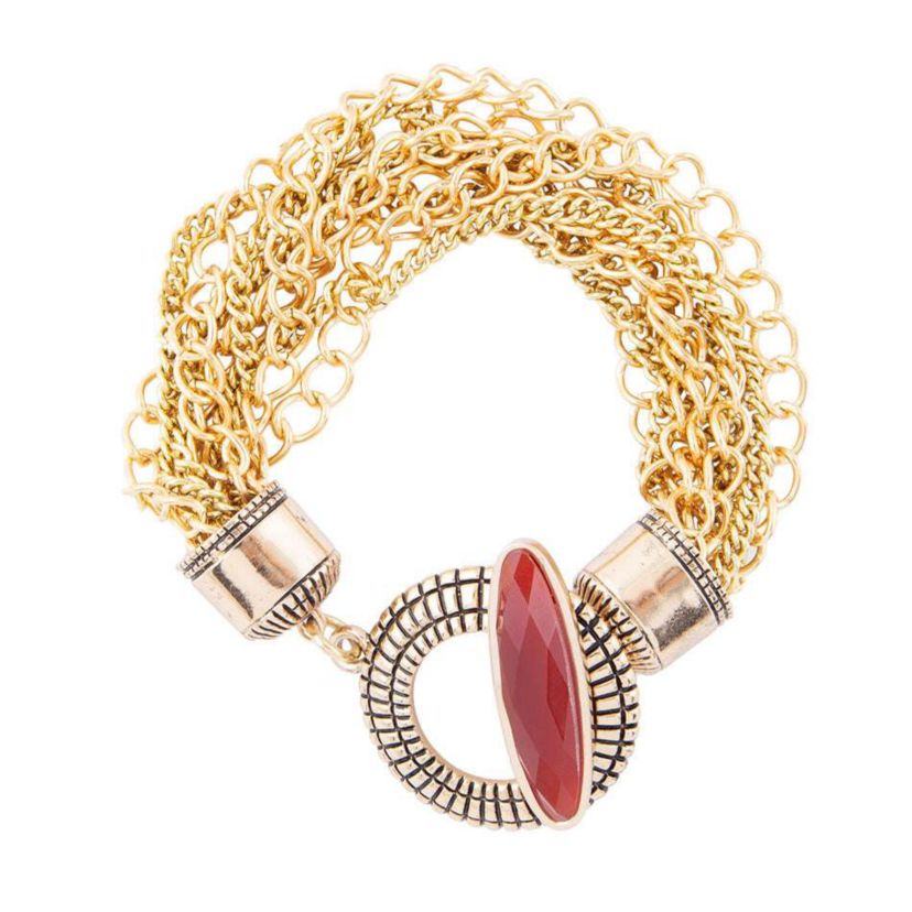Barse Jewelry Orange Carnelian Golden Chain Bracelet