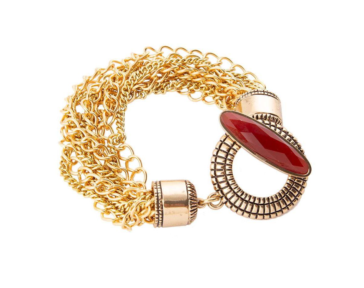 Barse Jewelry Orange Carnelian Golden Chain Bracelet