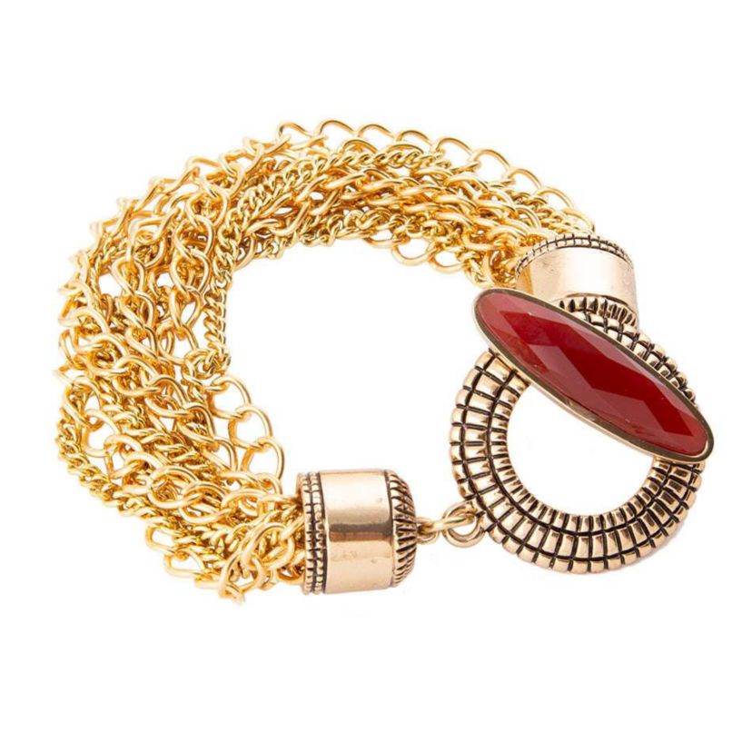 Barse Jewelry Orange Carnelian Golden Chain Bracelet