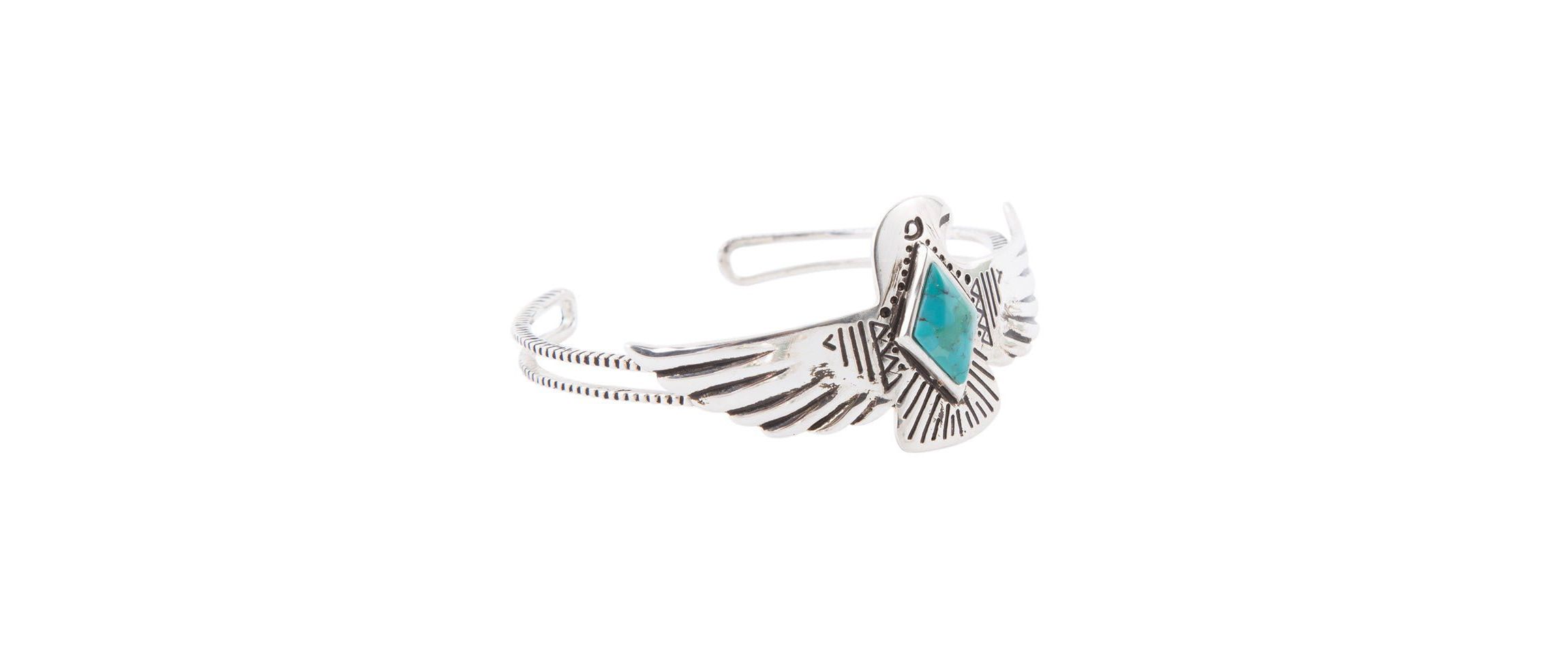 Turquoise and Sterling Silver Phoenix Cuff Bracelet