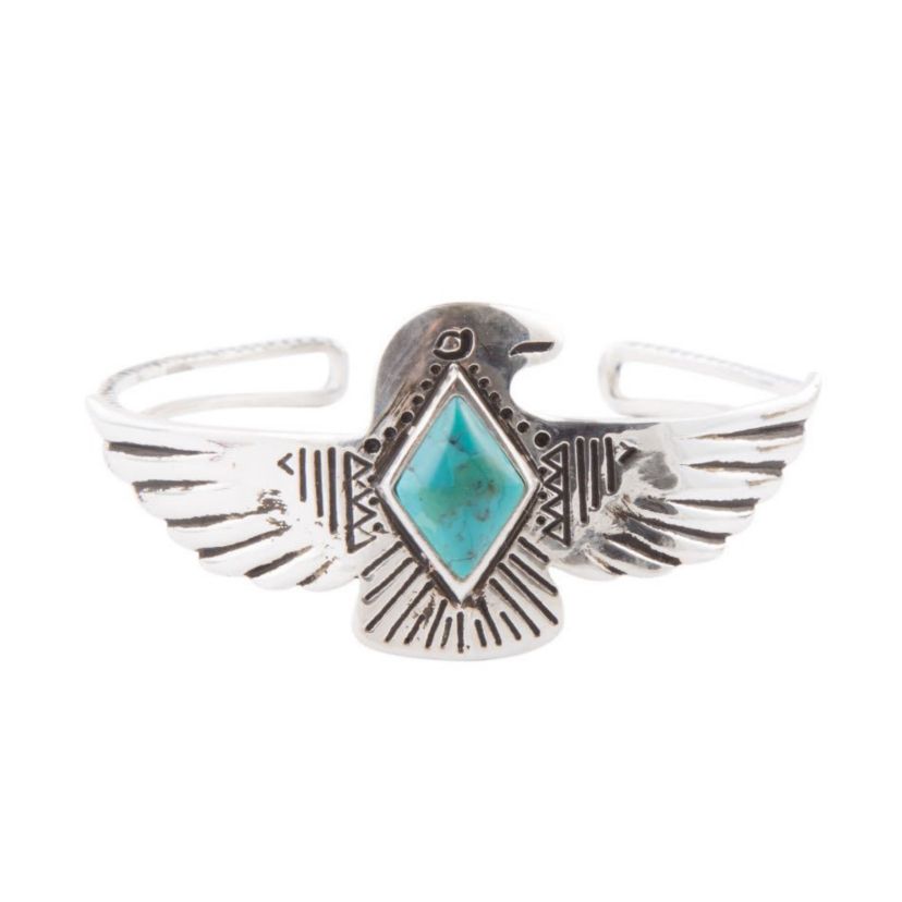 Turquoise and Sterling Silver Phoenix Cuff Bracelet
