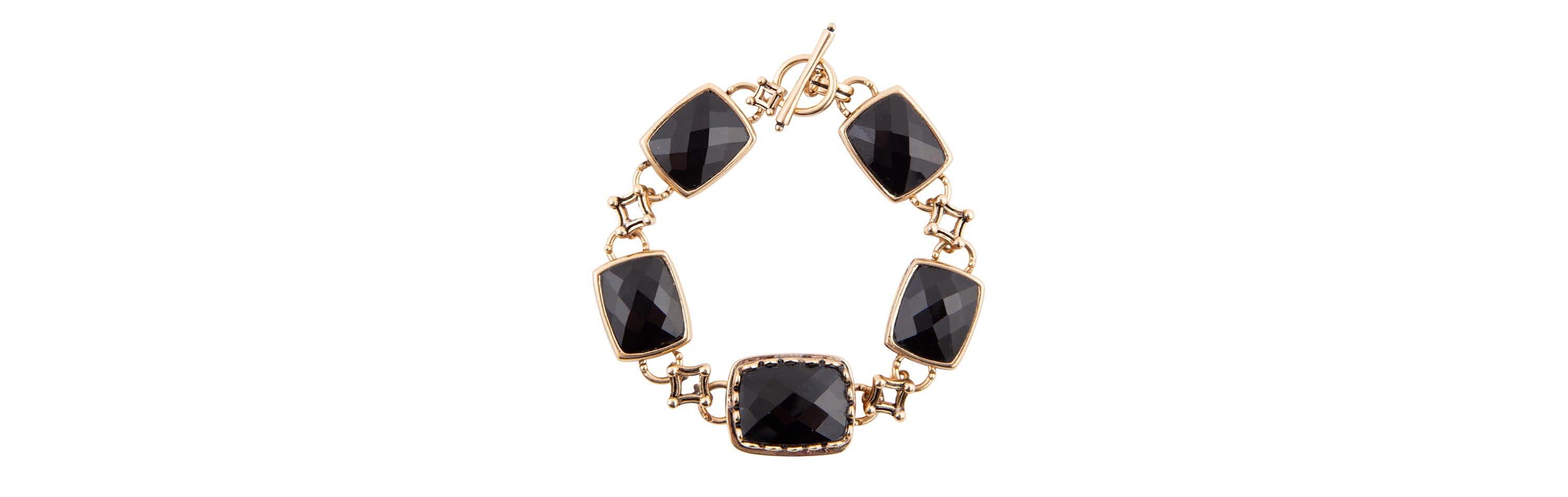 Barse Jewelry Black Onyx Golden Link Bracelet