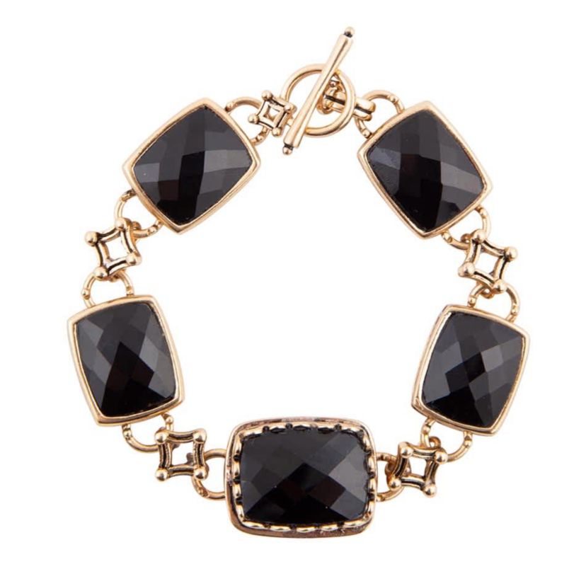 Barse Jewelry Black Onyx Golden Link Bracelet