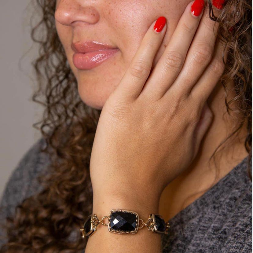 Barse Jewelry Black Onyx Golden Link Bracelet