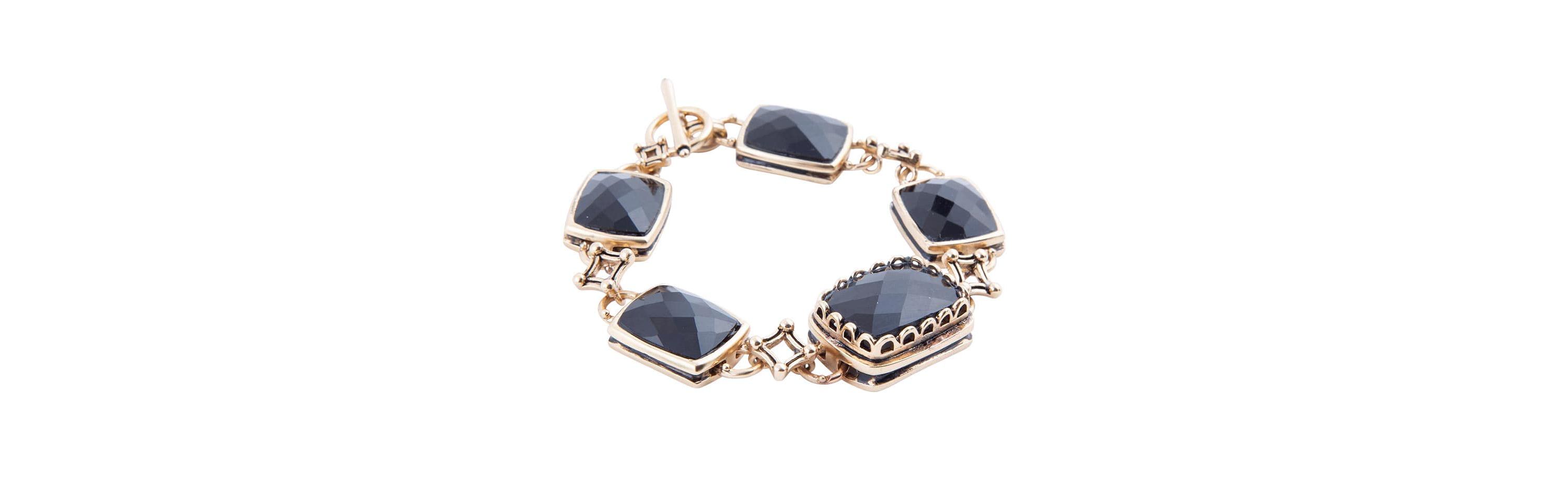 Barse Jewelry Black Onyx Golden Link Bracelet