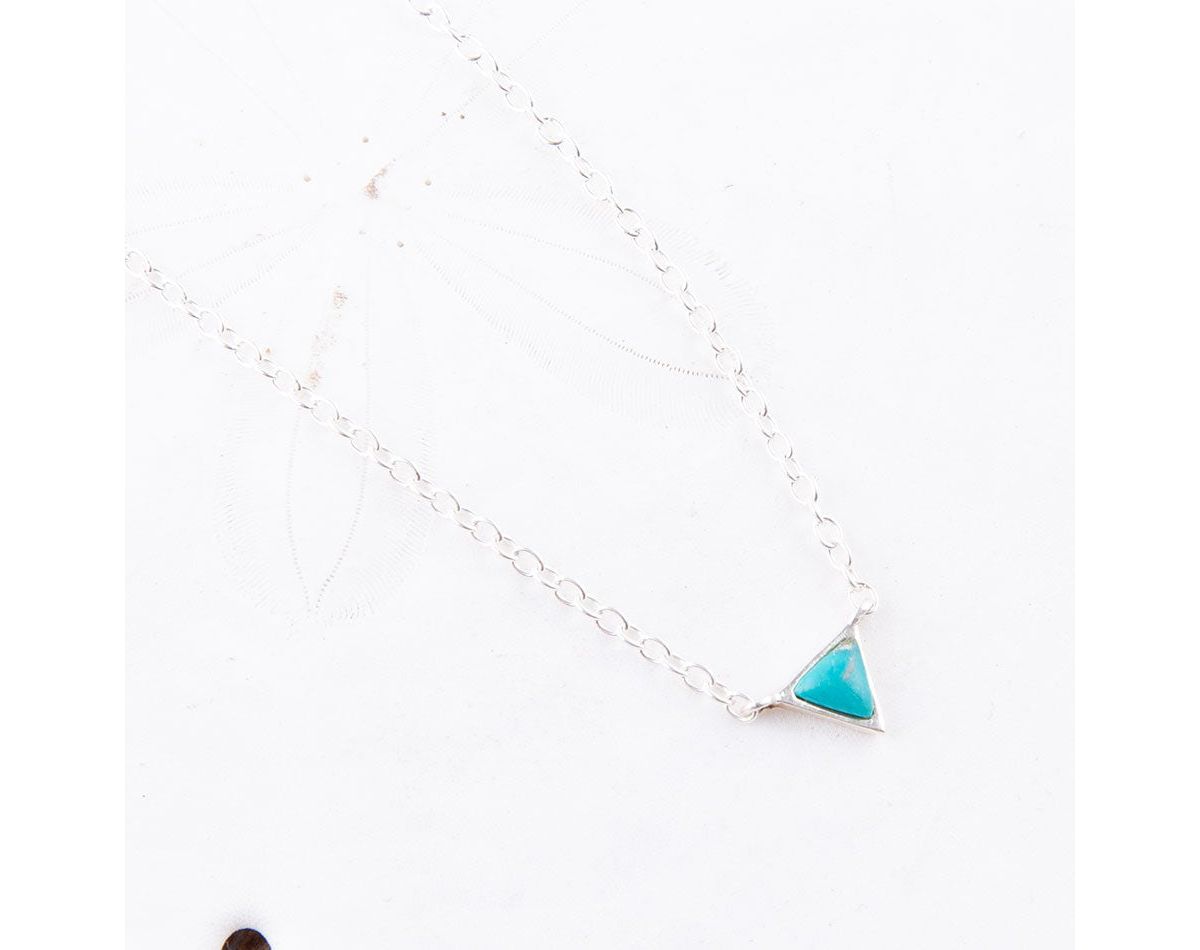 Turquoise and Sterling Silver Trident Necklace