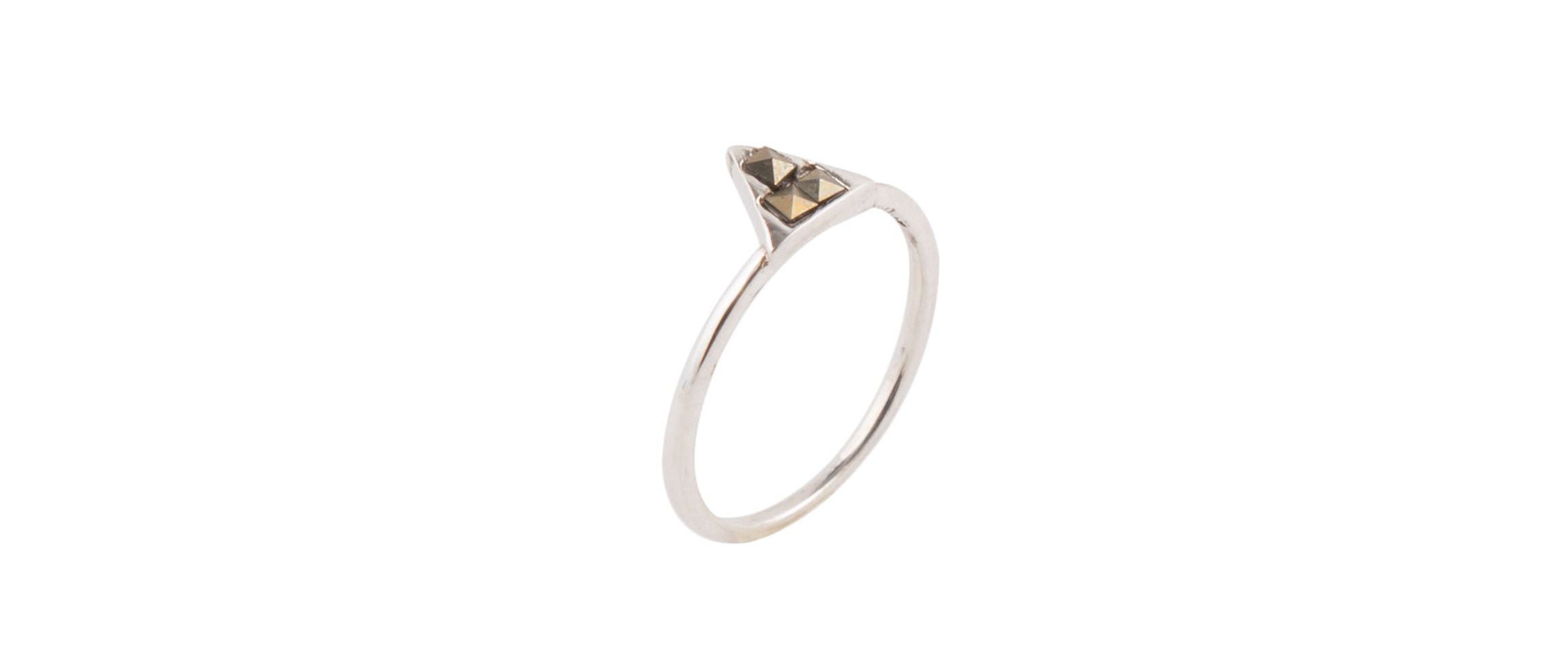 Stackable Marcasite and Sterling Silver Pyramid Ring