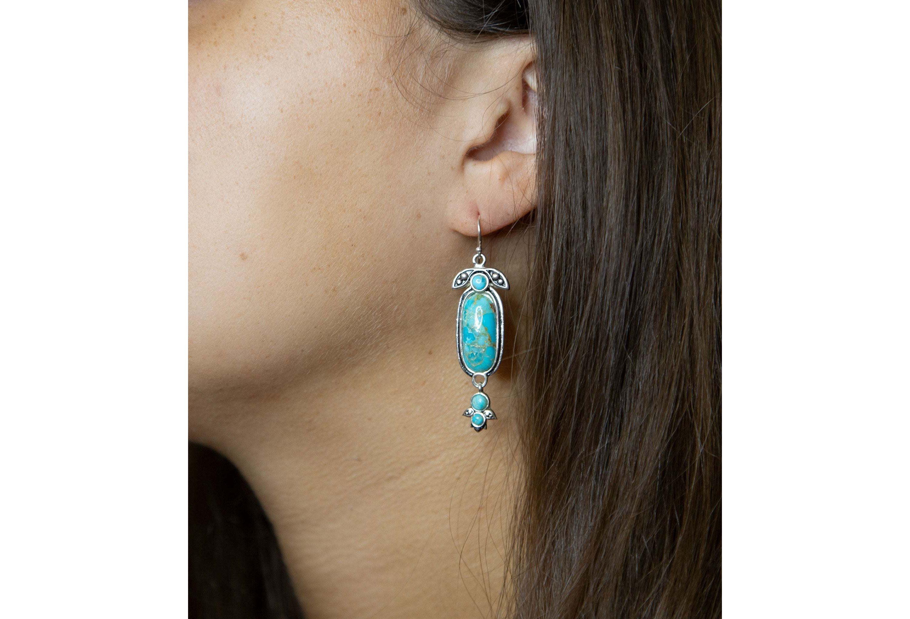 Barse Jewelry Emile Blue Turquoise Sterling Silver Dangle Earrings