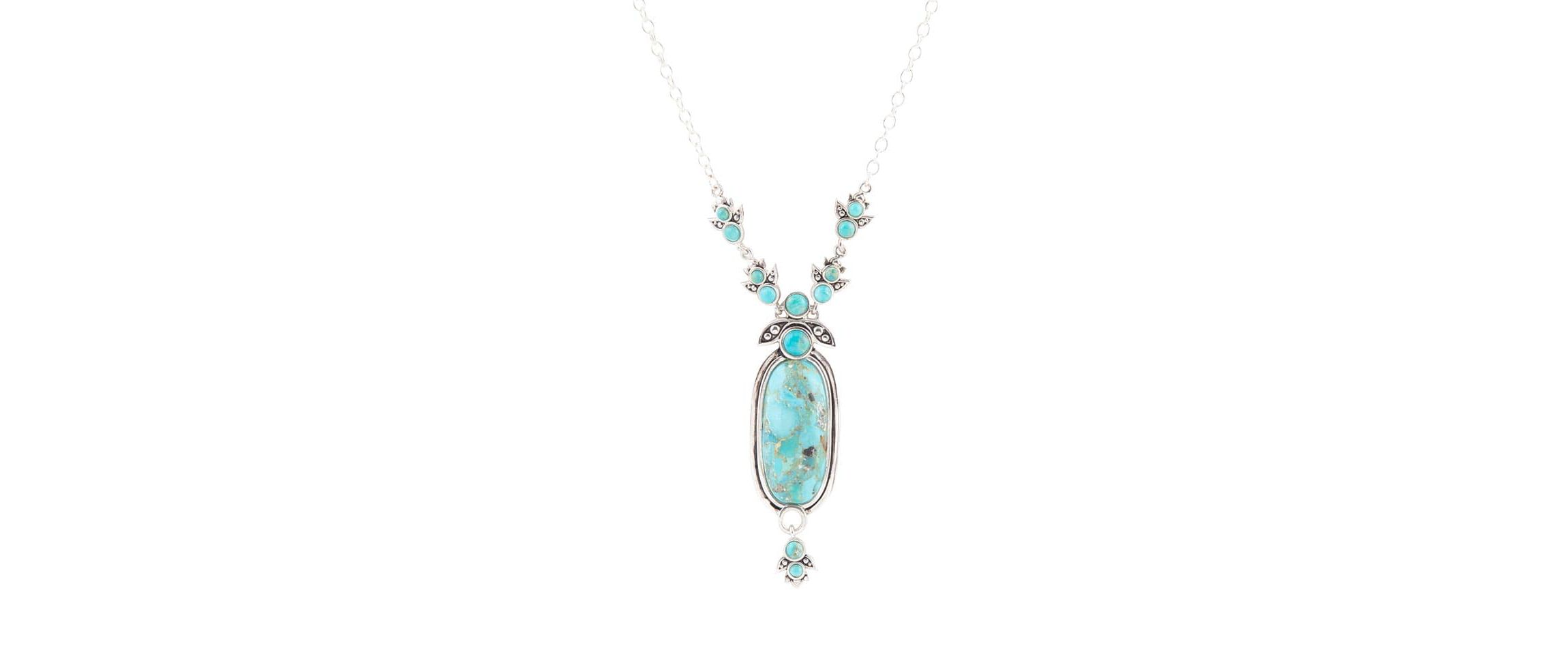 Barse Jewelry Emile Sterling Silver and Blue Turquoise Pendant Necklace