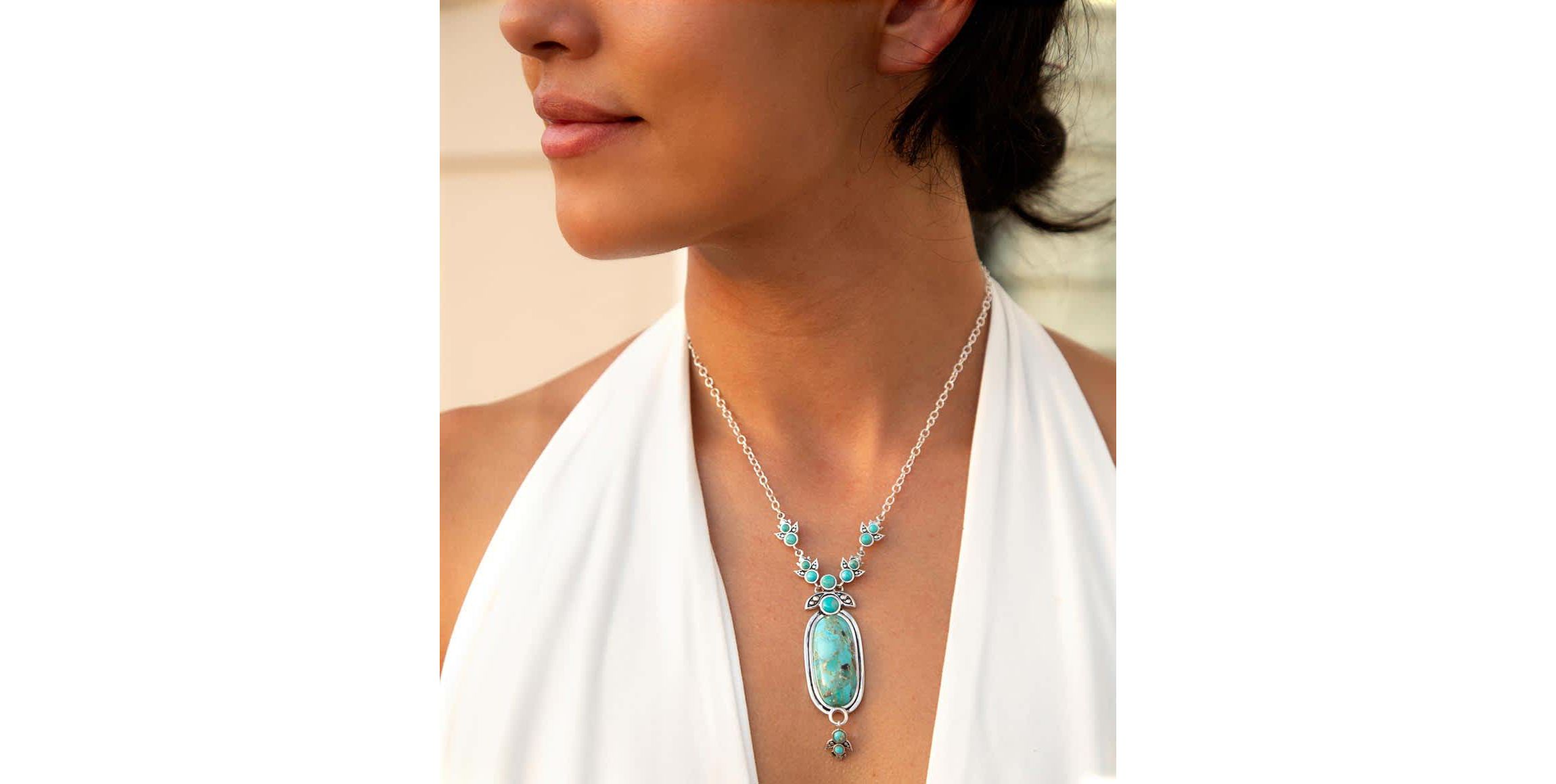 Barse Jewelry Emile Sterling Silver and Blue Turquoise Pendant Necklace