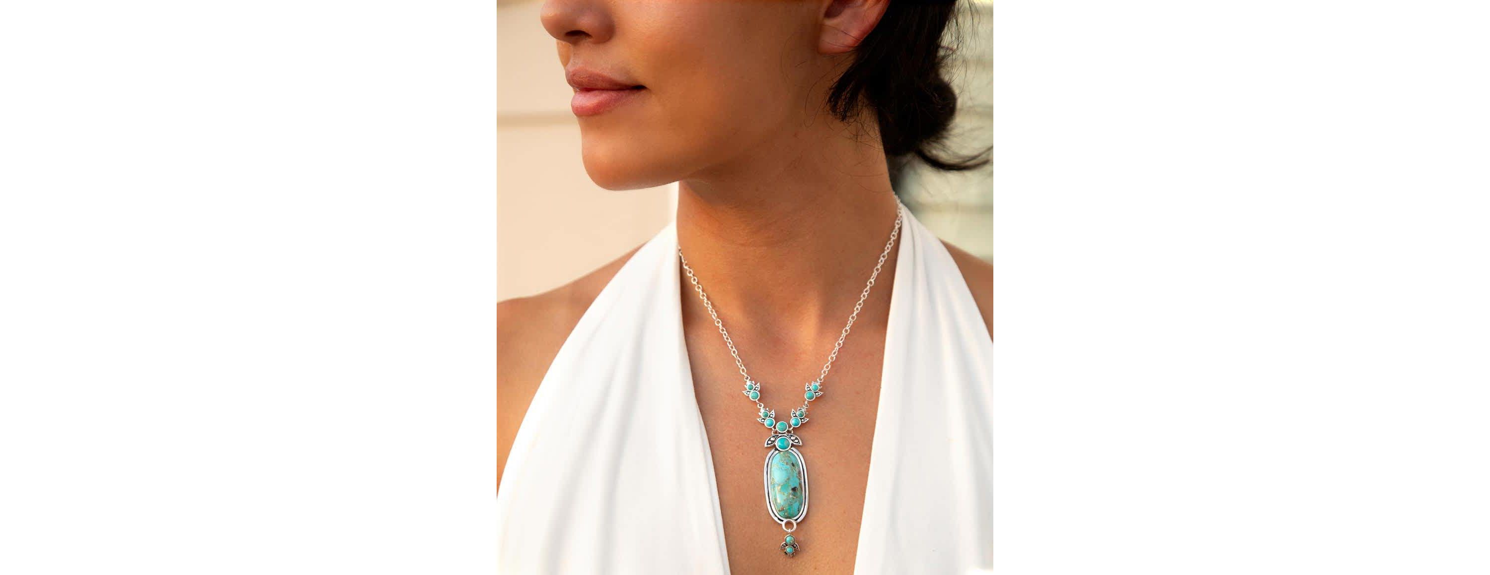 Barse Jewelry Emile Sterling Silver and Blue Turquoise Pendant Necklace