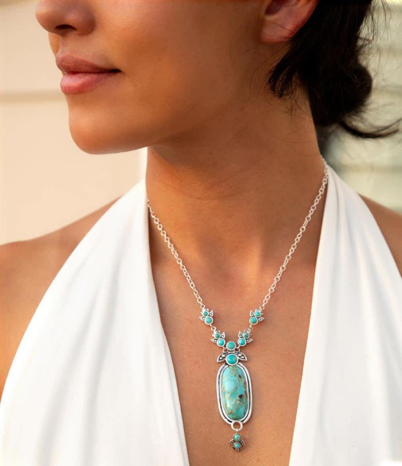 Barse Jewelry Emile Sterling Silver and Blue Turquoise Pendant Necklace